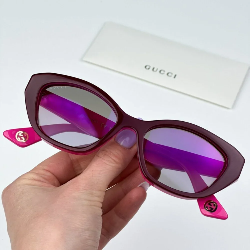 Gucci GG1638S 003 BRAND NEW Sunglasses Burgundy Fuchsia Red Mirrored Women